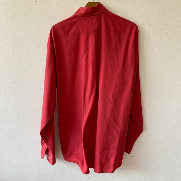 Tommy Hilfiger Original Oxford Shirt Mens Large Red Collared Button Down - Picture 6 of 7